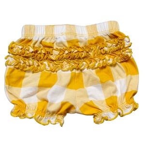 Gingham Ruffle Bloomer Shorts Baby Girl 3M Gold, Mustard Yellow, White